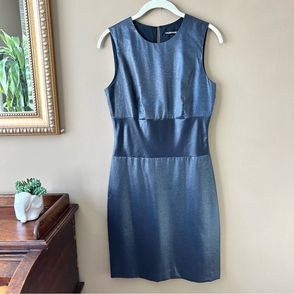 Vivienne Tam Vintage 90s Black Silver Metallic Mini Dress Sleeveless Size XS - Picture 2 of 4